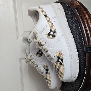 Nike Air Force 1 White Custom Plaid Print AF1s Women 8.5